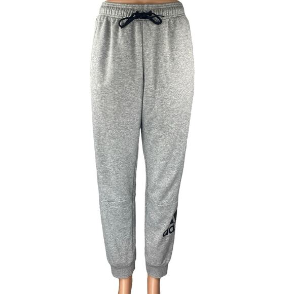 Adidas Women's Gray Logo Drawstring Tapered Leg Sweatpants Jogger Track Pants S - Picture 1 of 4